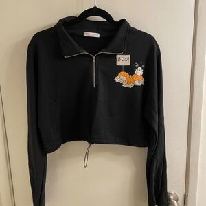 Cropped Pumpkin Snoopy Halloween Quarter-Zip